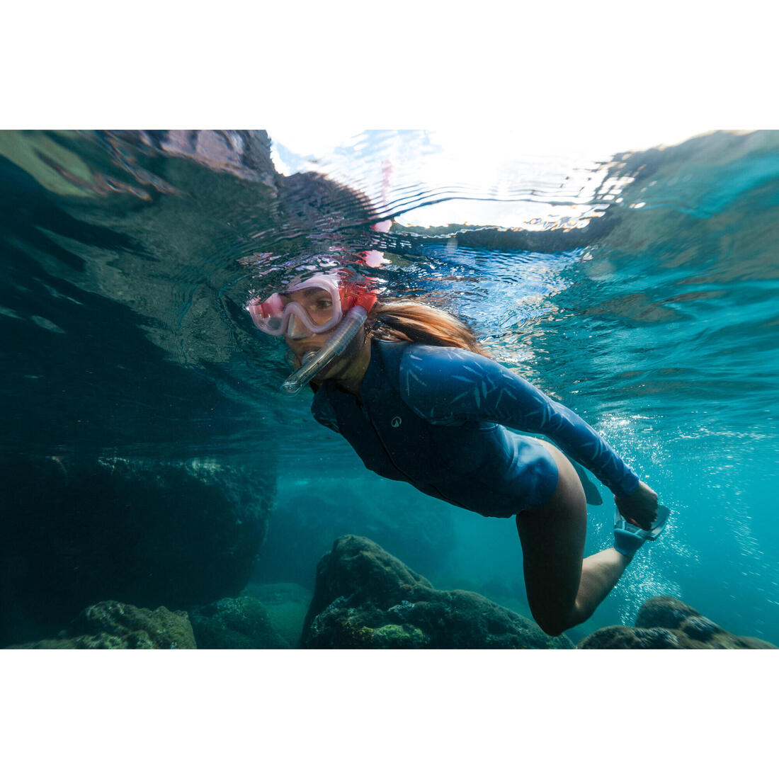 Kit plongée masque ANTI-BUÉE et tuba valve snorkeling, 100 adulte