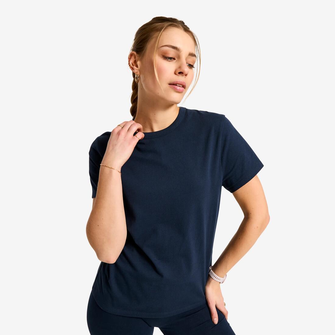T-shirt coton femme,  essentiel bleu marine