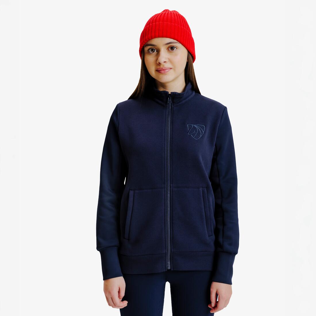 Sweat zippé équitation enfant 500 Marine