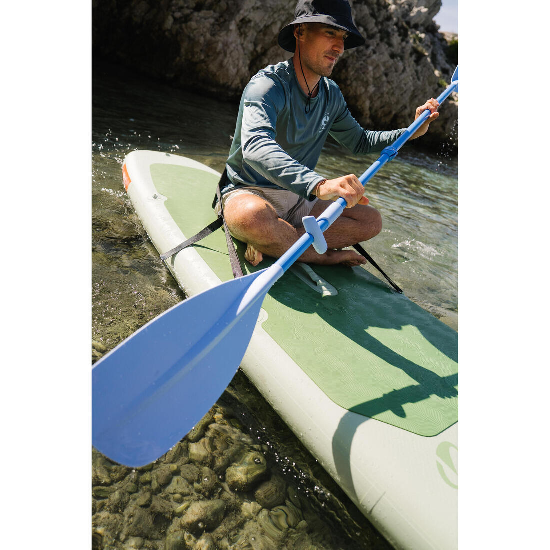 Pagaie convertible SUP et kayak, 100 bleu - 160-220cm