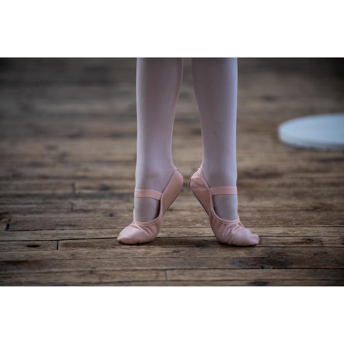 Demi-pointes danse classique cuir semelle entière rose sans lien tailles 25-40