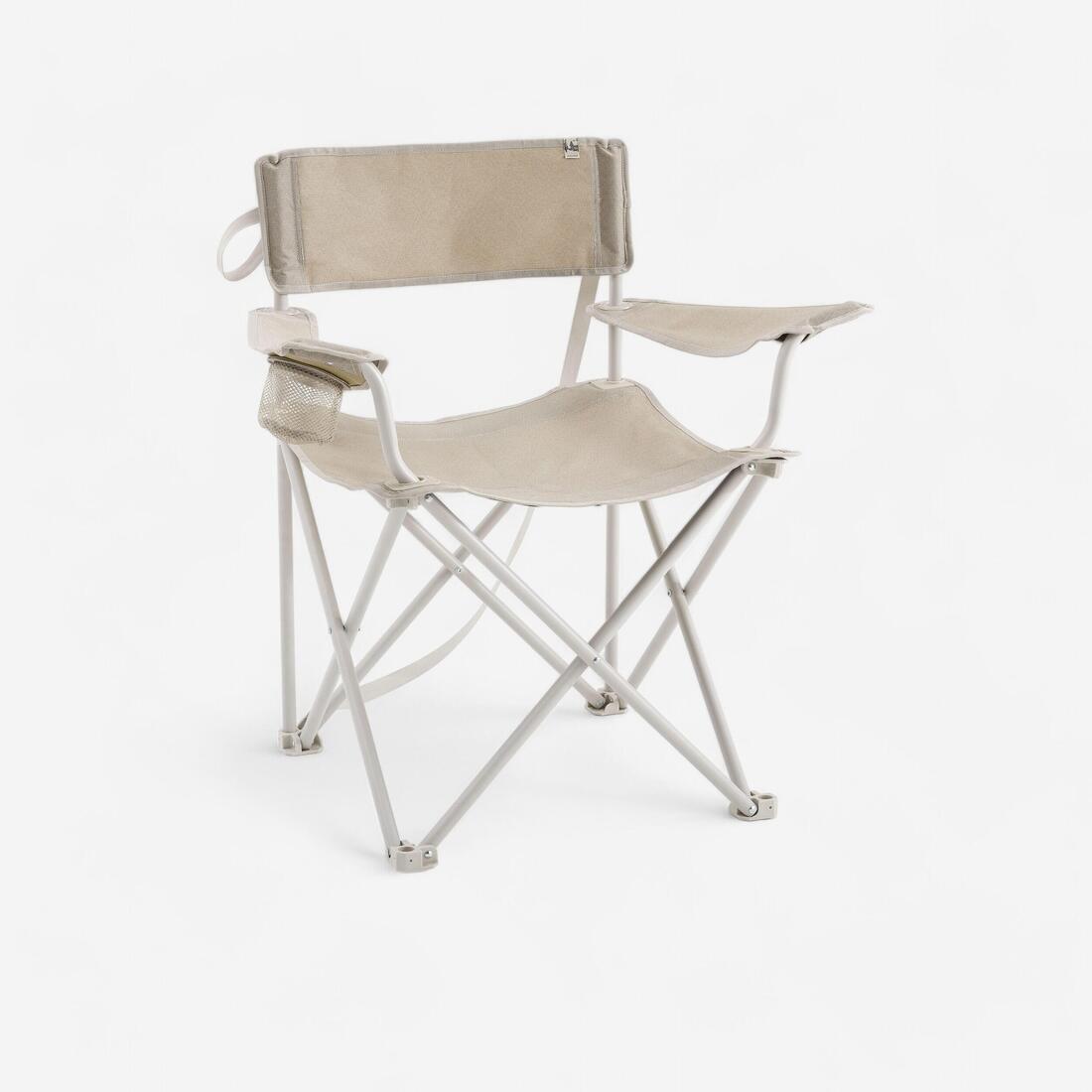 Chaise large de camping avec accoudoir, pliante et confortable