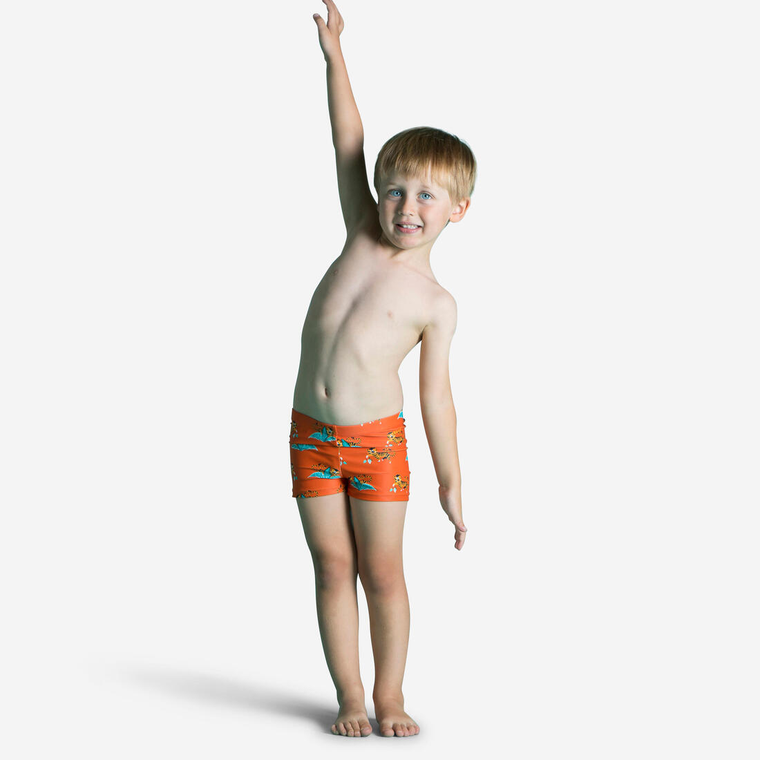 Boxer de bain bébé / enfant bleu imprimé crabes – orange paprika