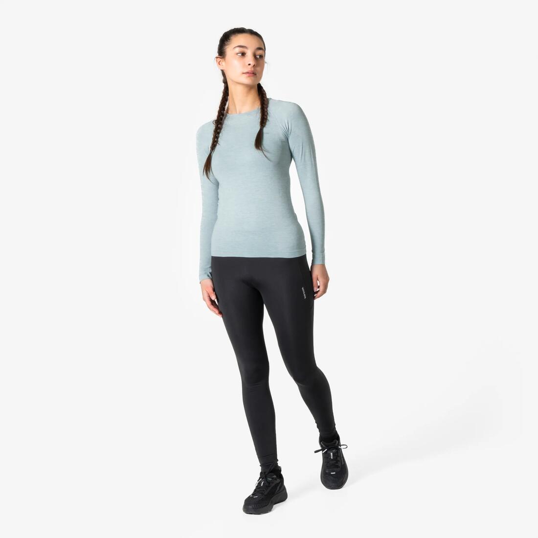 T-Shirt manches longues running Femme sans couture, KIPRUN Run 500