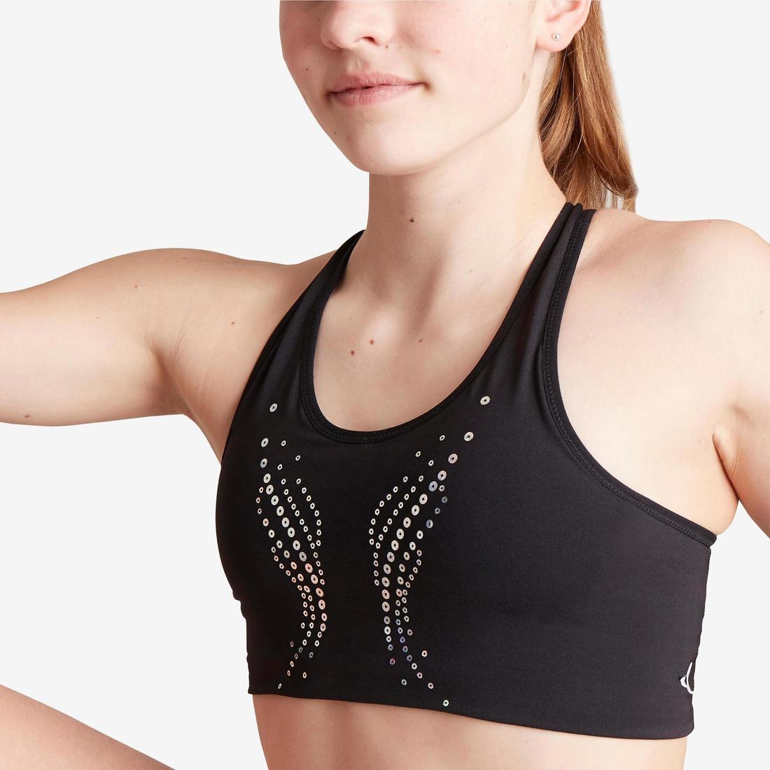 Brassiere gym noire fille 500