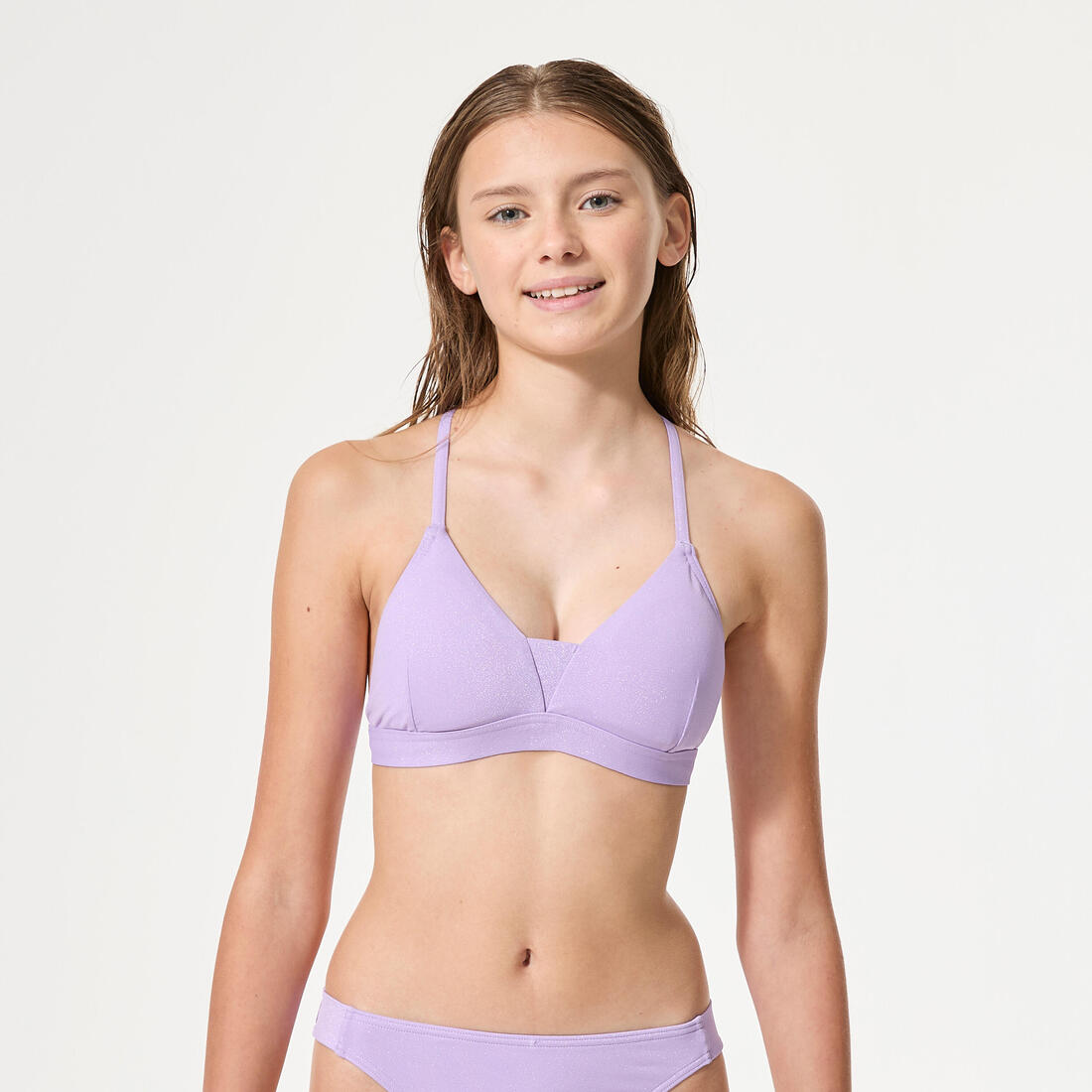 Haut de maillot de bain lurex surf dos croisé réglable fille, Lizy