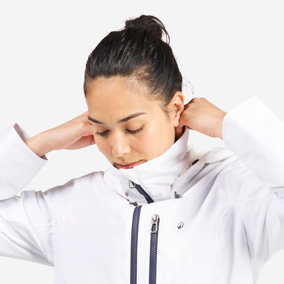 Veste imperméable coupe-vent de voile femme sailing 500 blanche