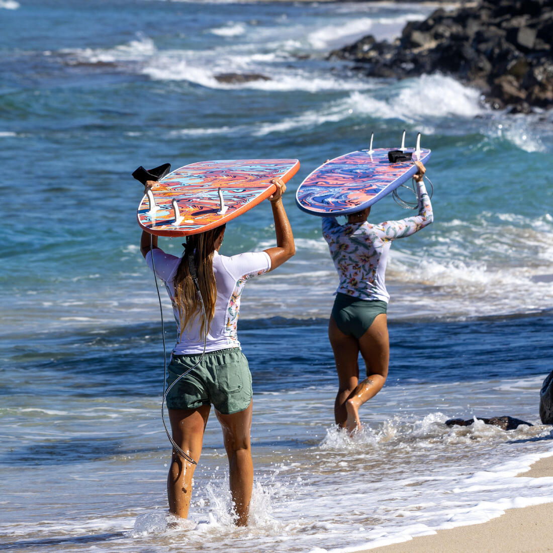 tee shirt anti uv surf top 500 manches courtes femme MARIN