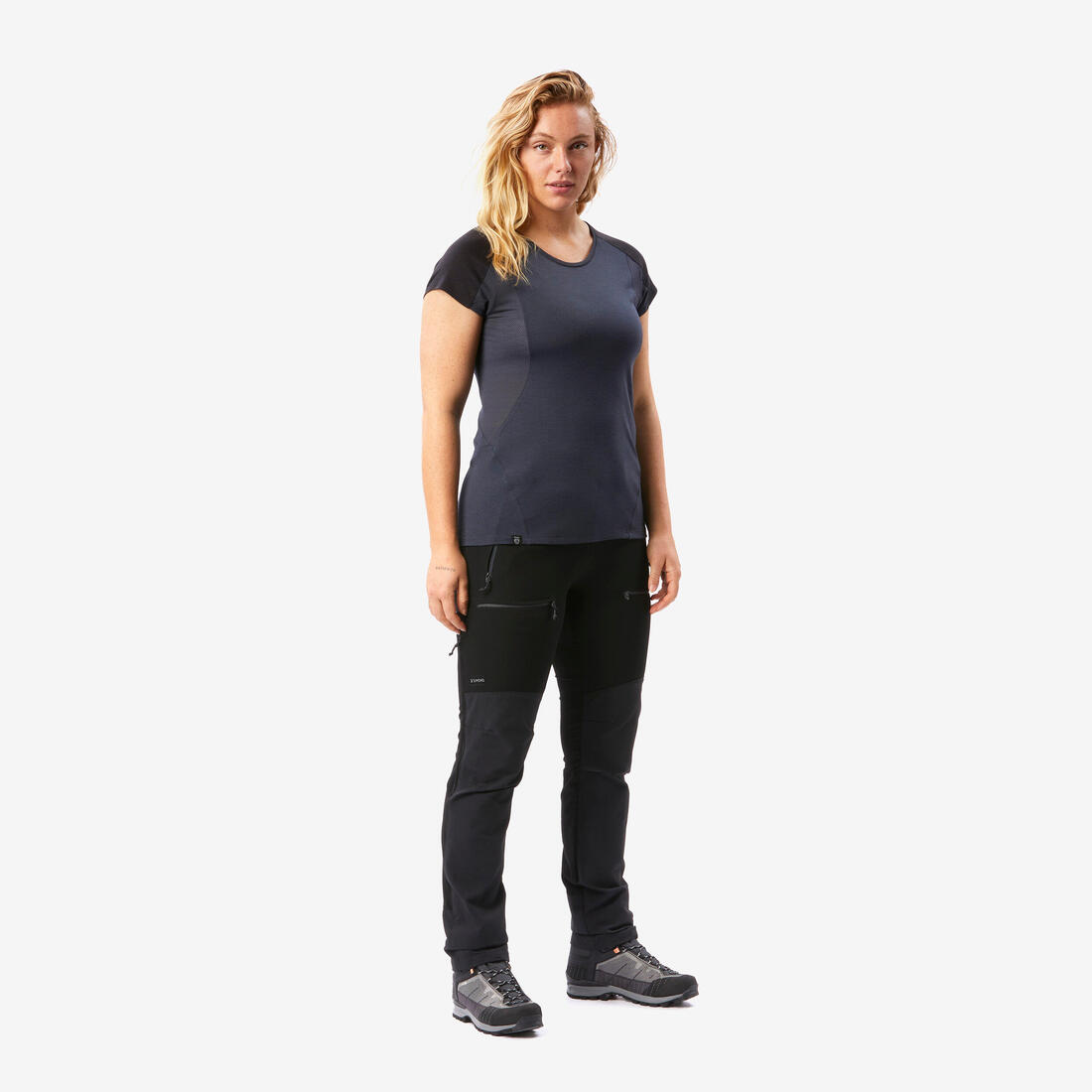 T-shirt de trek manches courtes en laine mérinos - Femme - MT500