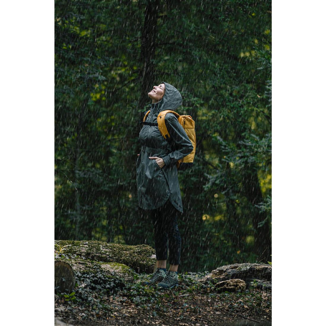 Veste de randonnée imperméable femme, Raincut Longue