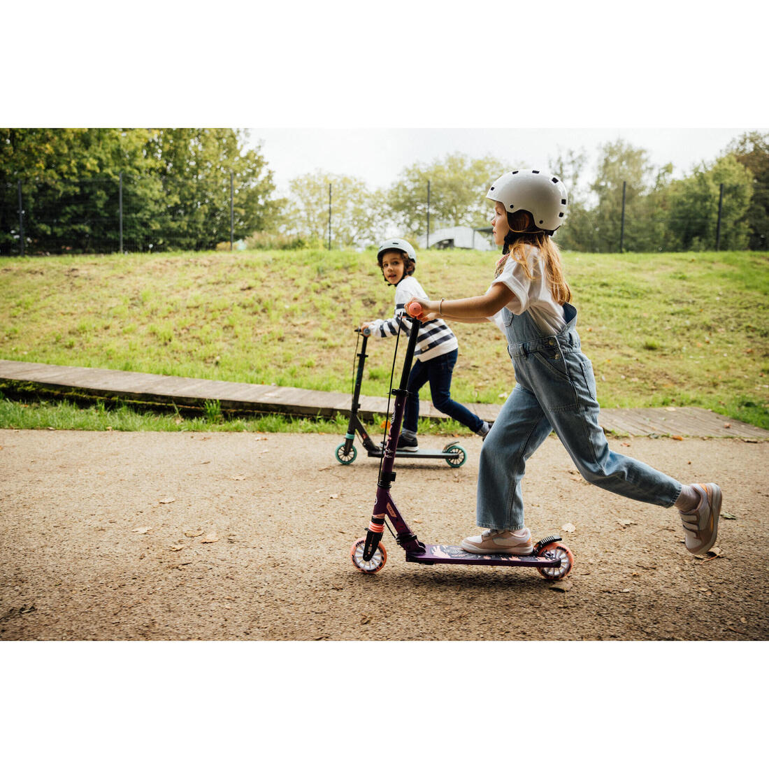 Trottinette enfant mid5 avec frein au guidon et suspension violette