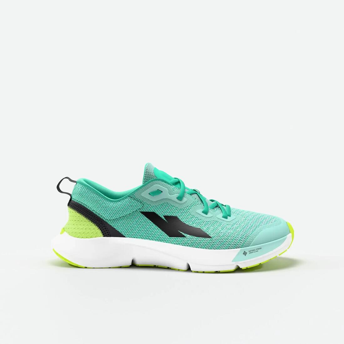Chaussures de running drop 0 Enfant - KIPRUN KN500 vertes jaunes noires