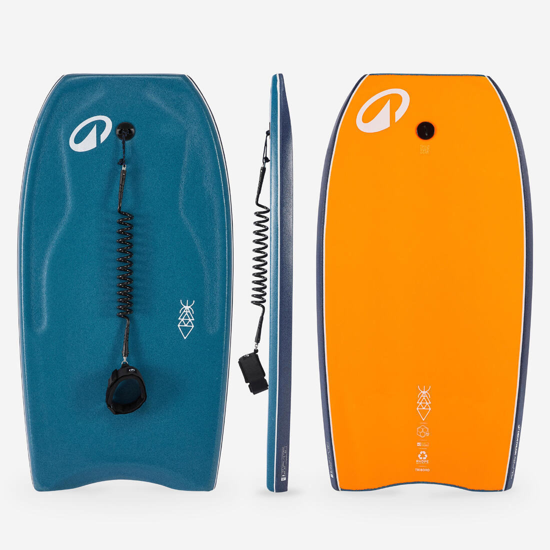 Bodyboard 500 bleu / orange avec leash