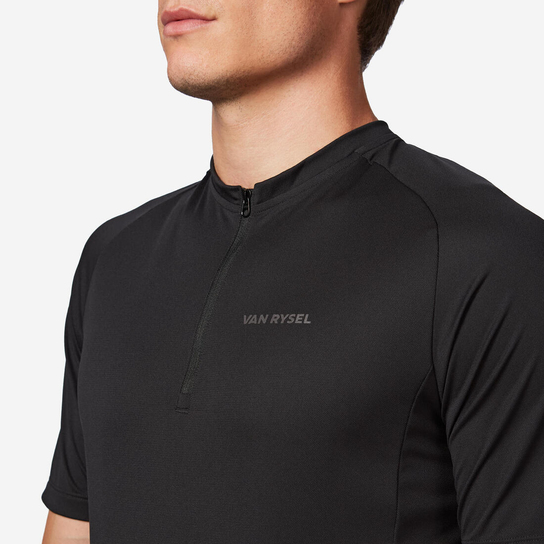 Maillot manches courtes de vélo de route homme, Essential noir