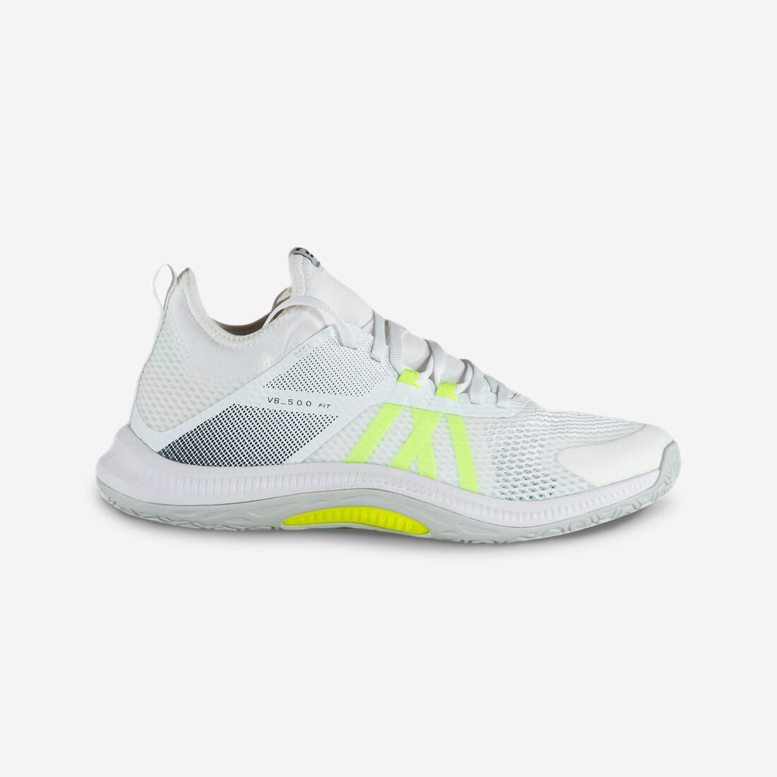 Chaussures de volley-ball FIT pour pratique régulière, blanches et jaunes