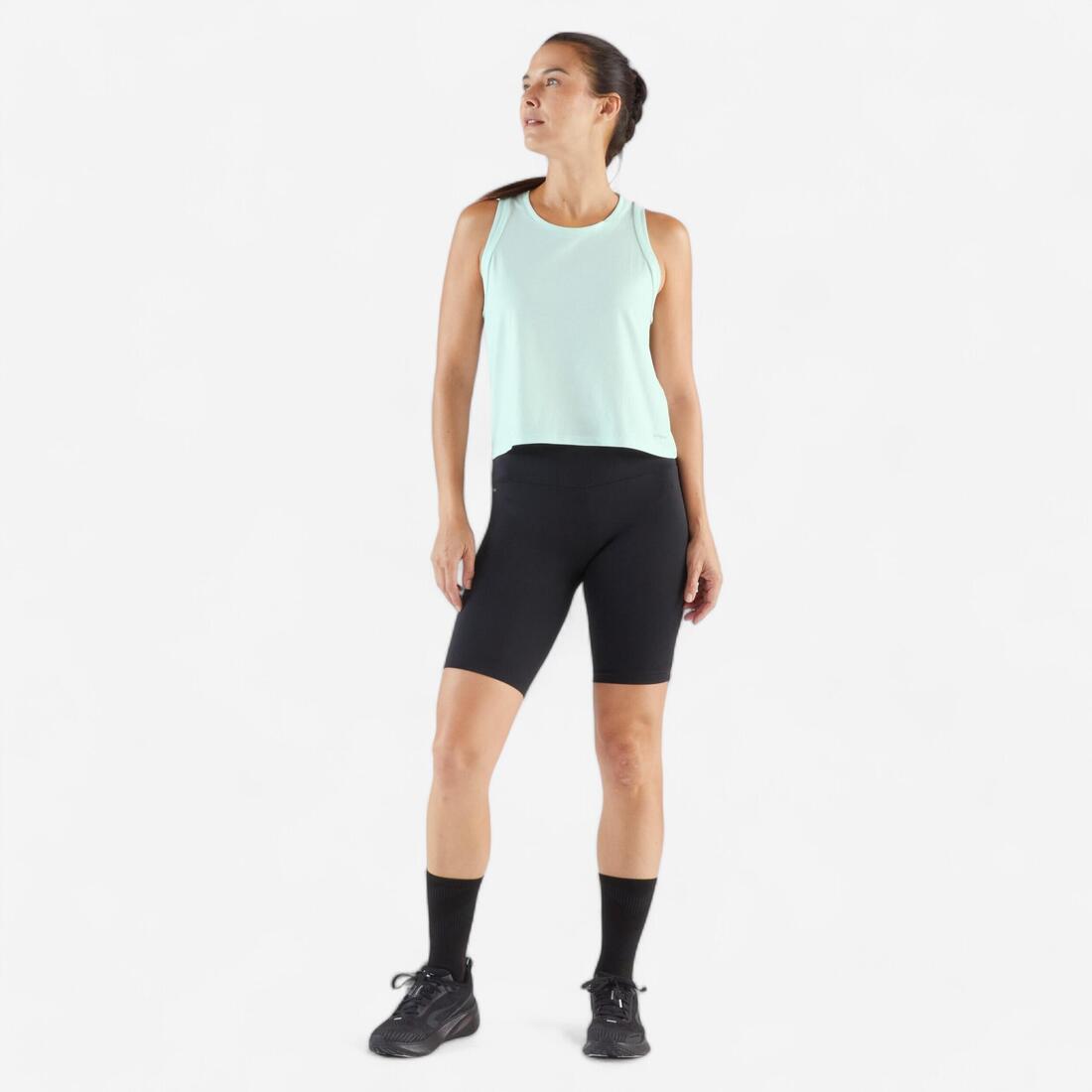 Débardeur court de running respirant femme - kiprun run 500 dry – vert délicat