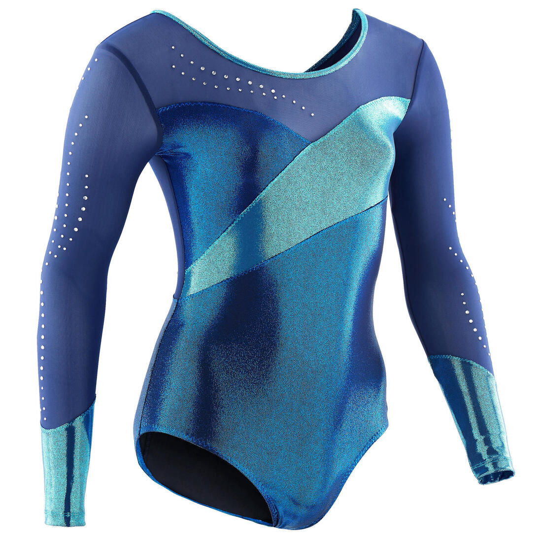 Justaucorps gym fille bleu et turquoise manches longues – bleu cosmos