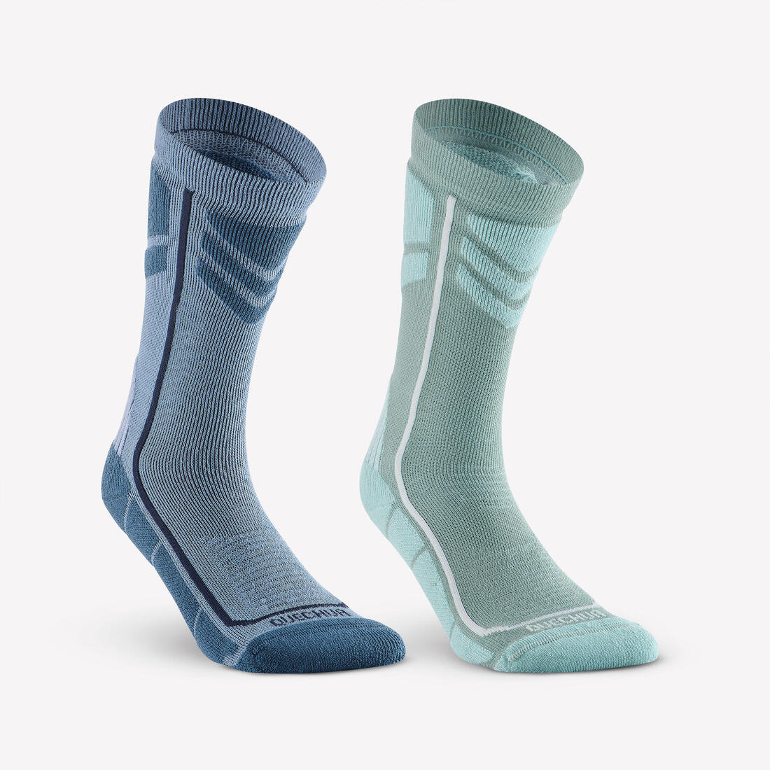 Chaussettes chaudes de randonnée enfant (lot 2 paires) SH500 bleu et