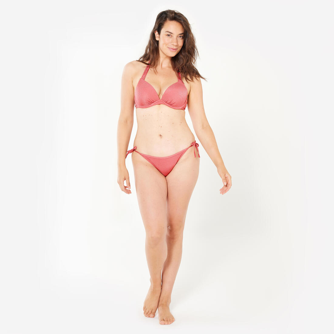 Haut de maillot de bain femme push up avec coques fixes elena uni côtelé