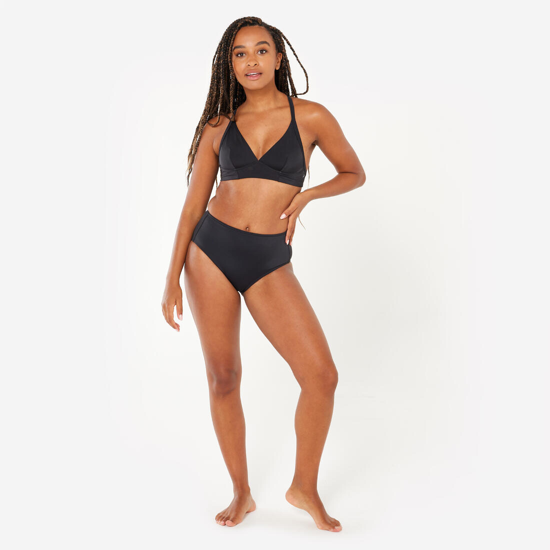 BAS DE MAILLOT DE BAIN DE SURF FEMME TAILLE HAUTE ROMI NOIRE