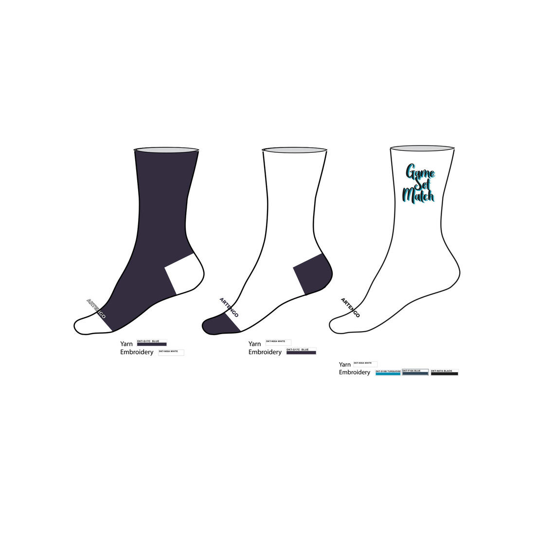CHAUSSETTES DE SPORT ENFANT HAUTES ARTENGO RS 160 BLANC MARINE BLANC LOT DE 3