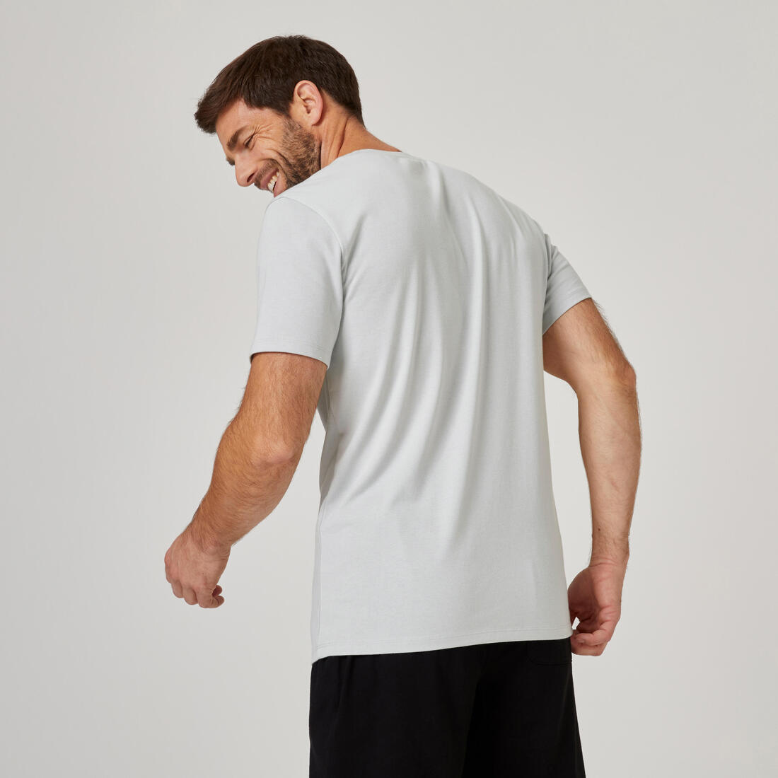 T-shirt fitness manches courtes slim coton extensible col rond homme noir a lo