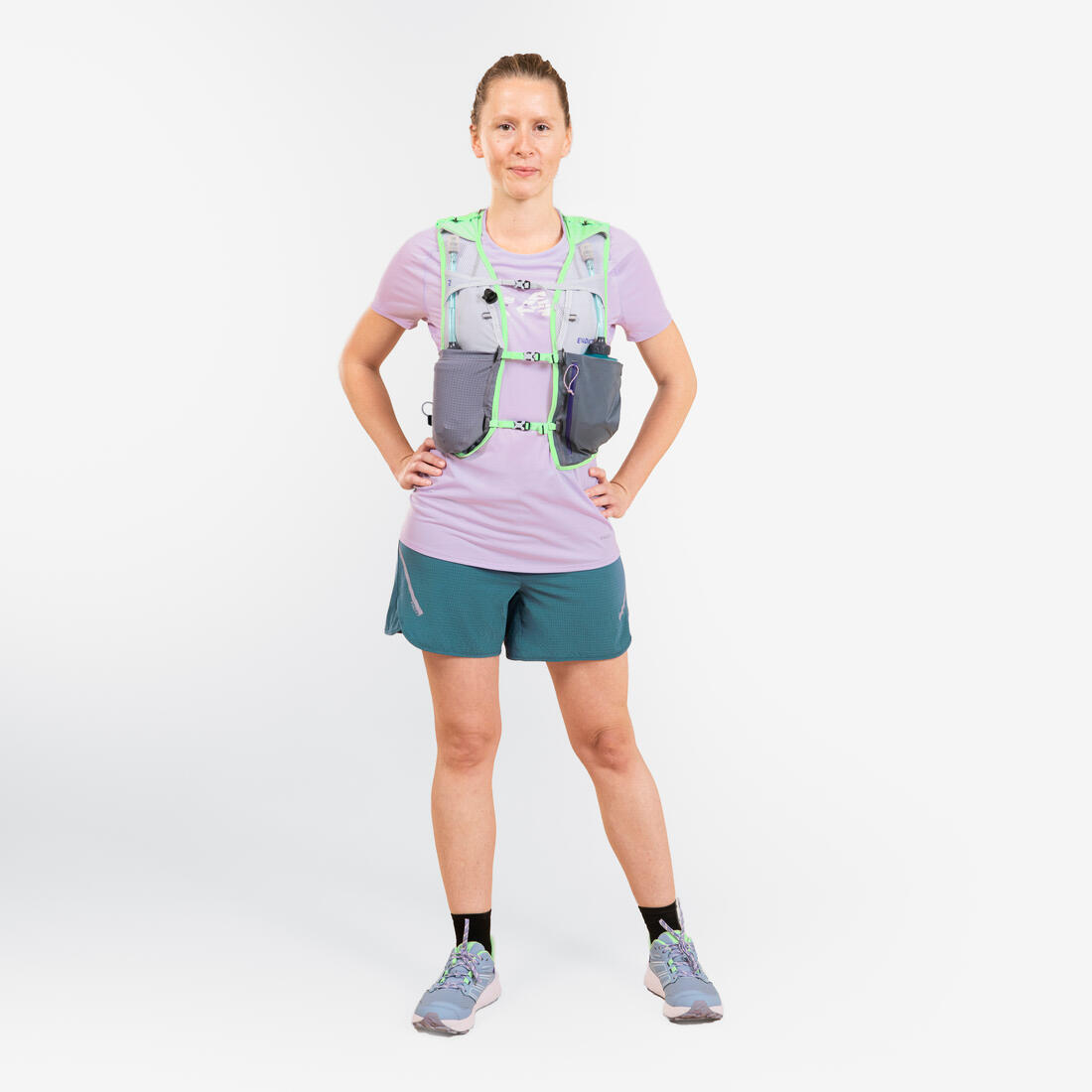 Short de trail running baggy femme noir