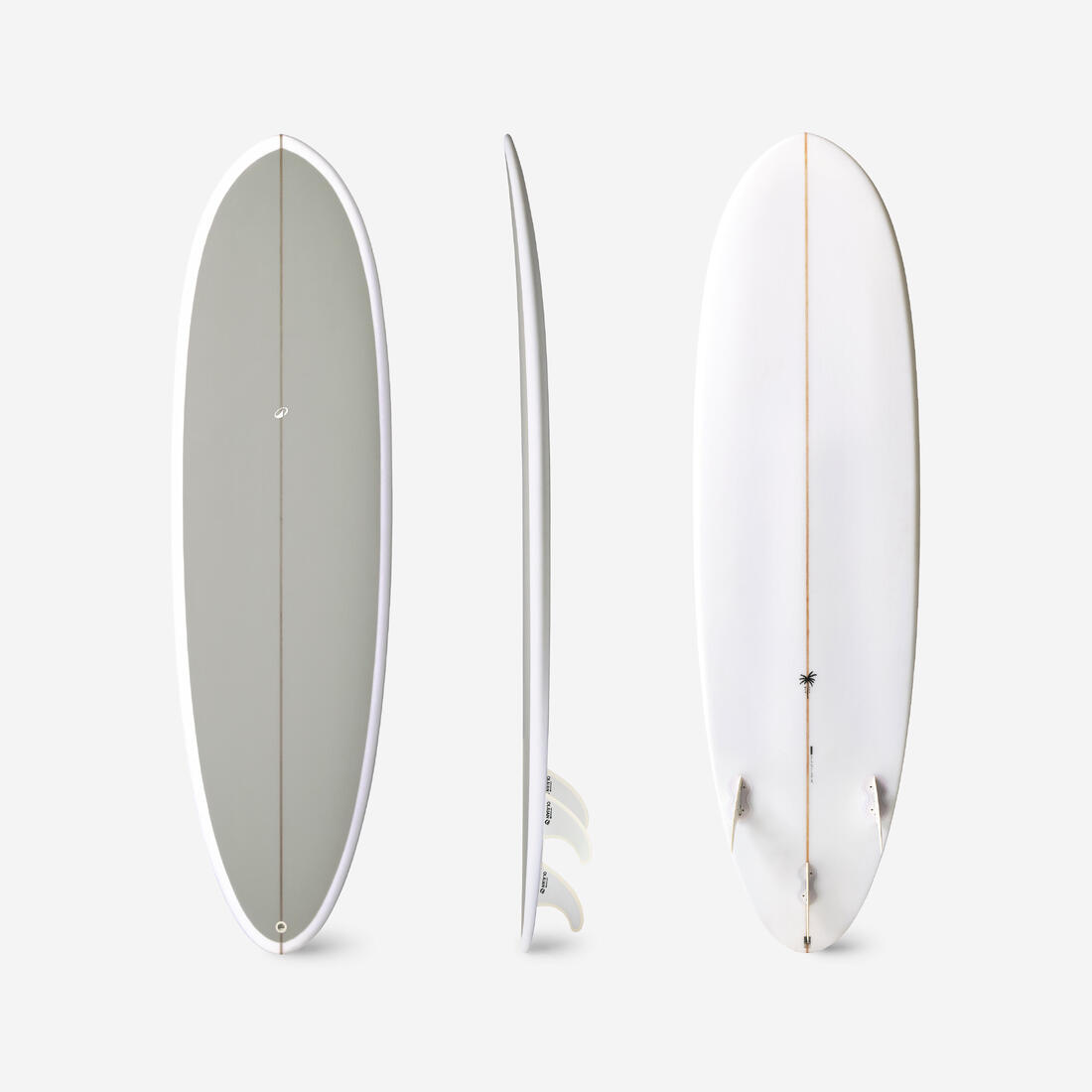Planche de surf hybride en résine 6'4 40L avec 3 ailerons - kaki