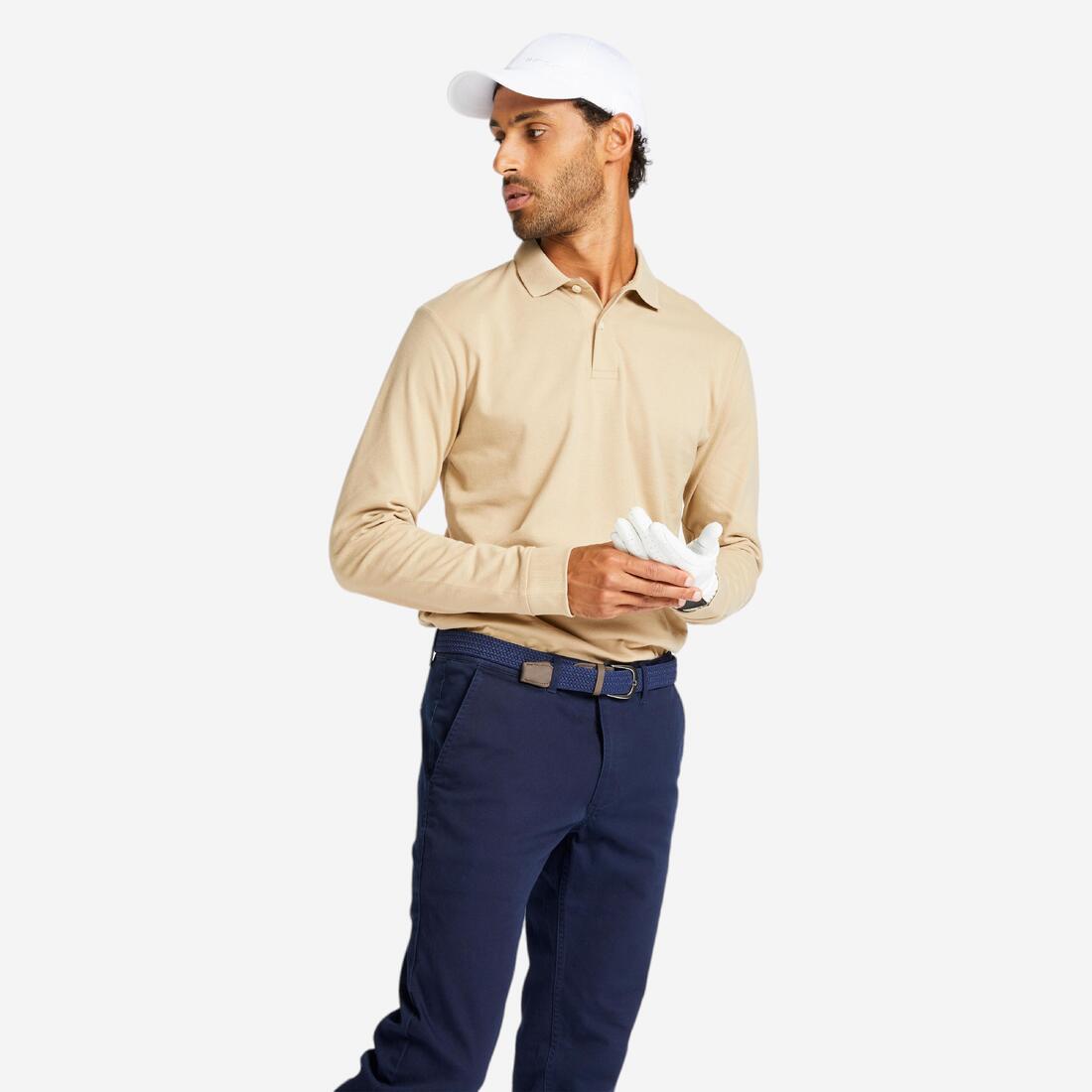Polo golf manches longues Homme -  MW500 bleu marine