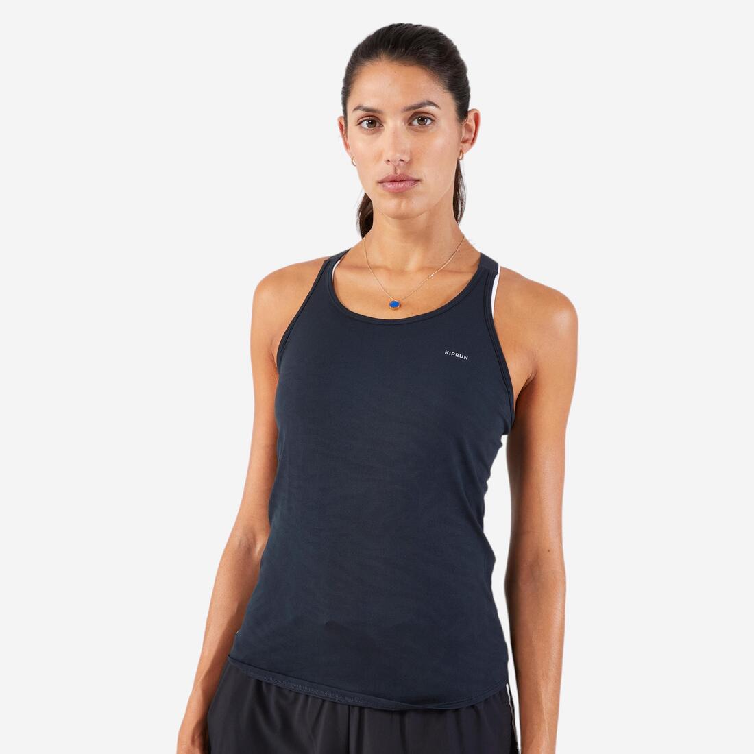 Débardeur running sans couture femme - kiprun run 500 confort lavande – gris carbone