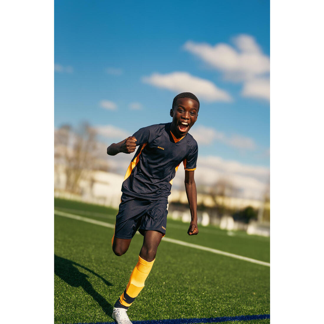 Short de Football CLR Junior Marine et Orange