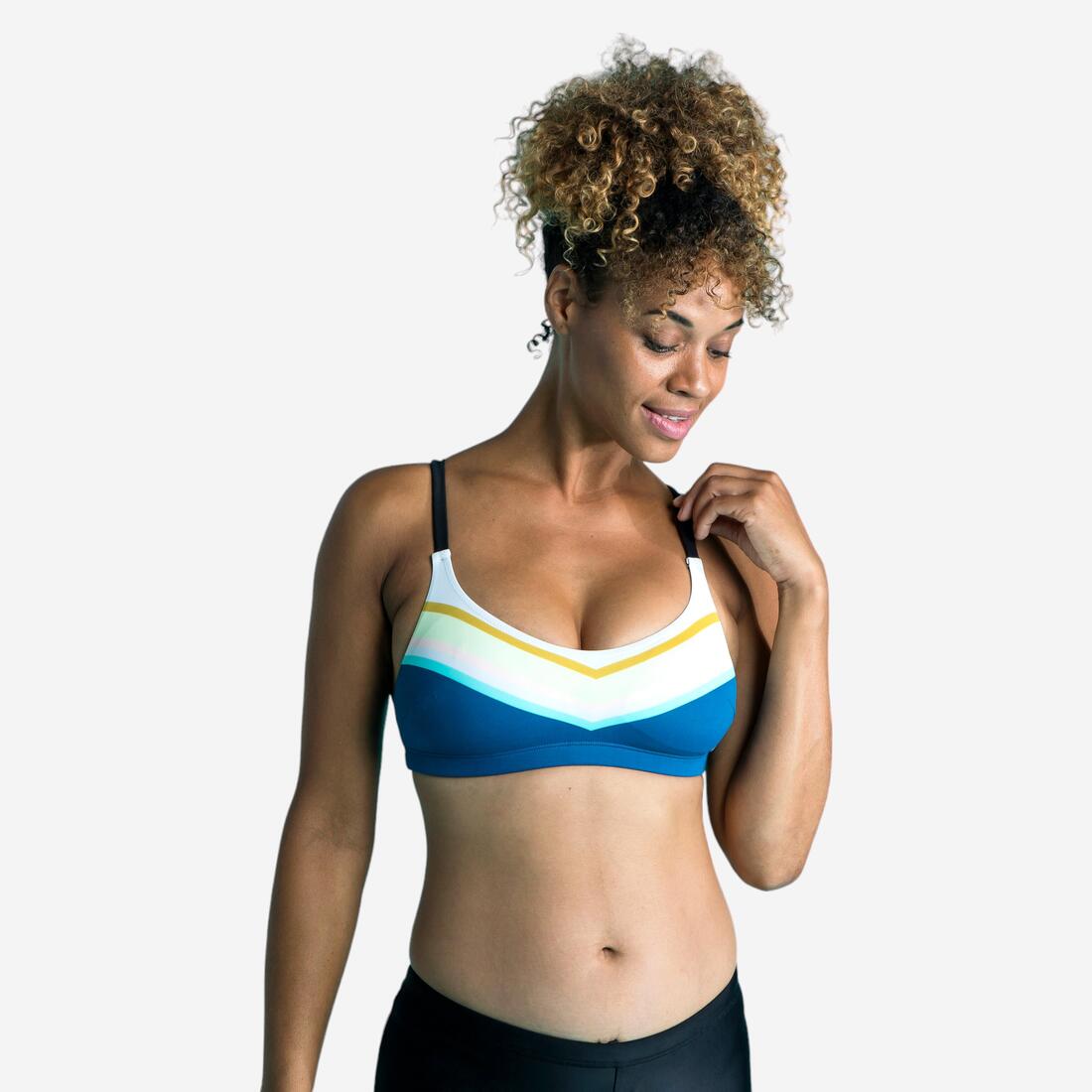 Haut de maillot de bain de natation femme Riana Lib Black – bleu de prusse