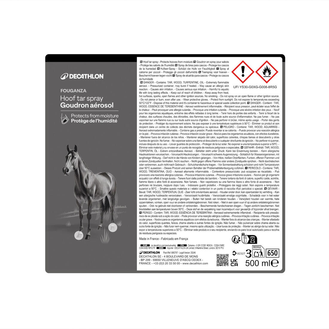Goudron de pin en spray équitation - Cheval et Poney - noir 500 ml