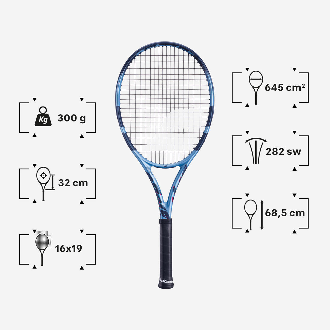 Raquette de tennis adulte - babolat pure drive bleu clair 300g