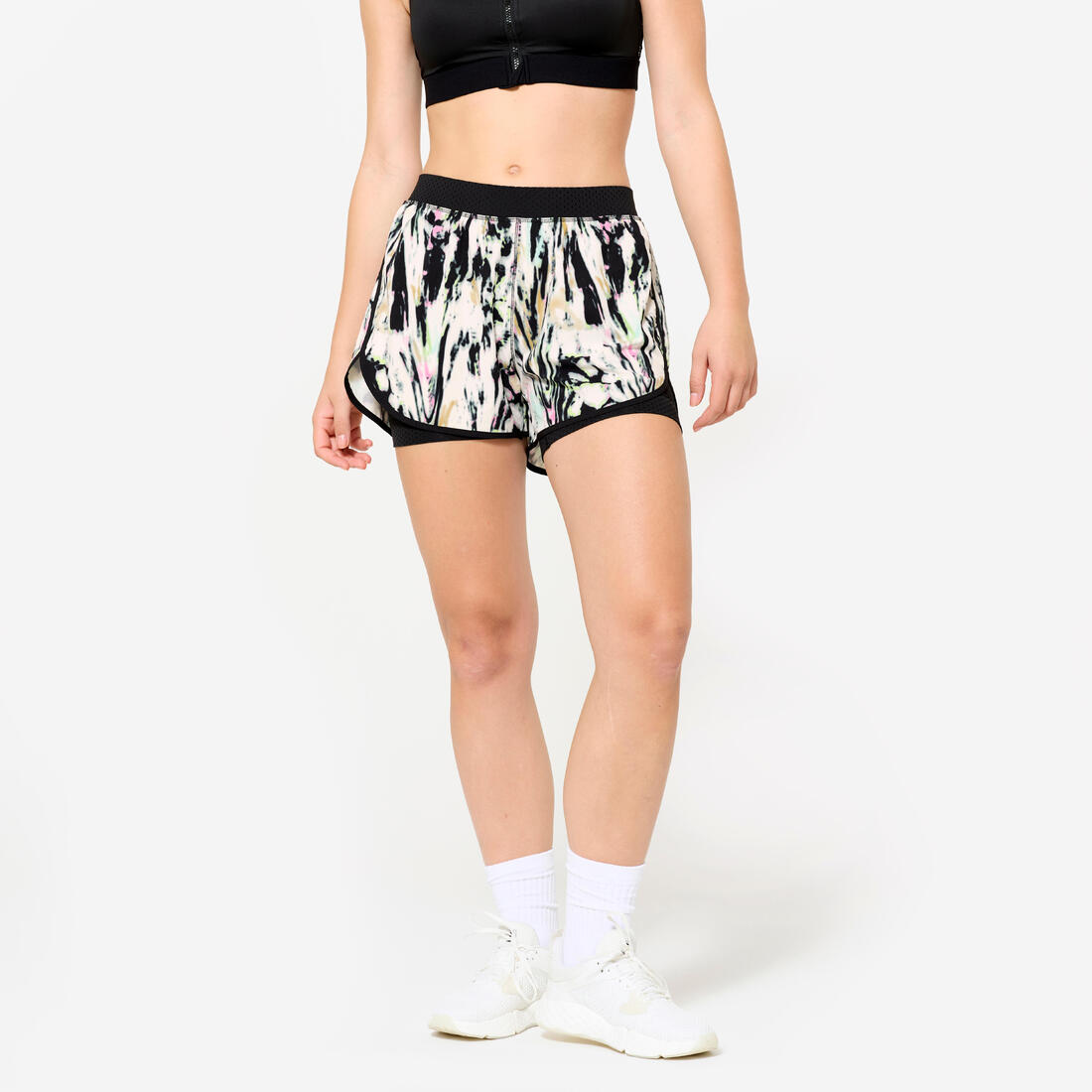 Short de fitness double couche femme