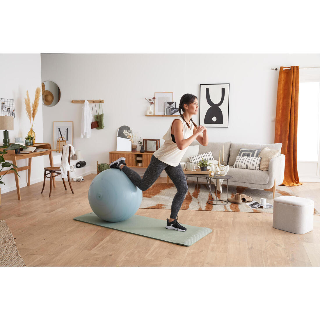 Gym ball taille 2 avec pompe gonflage et dégonflage 75 cm, bleu