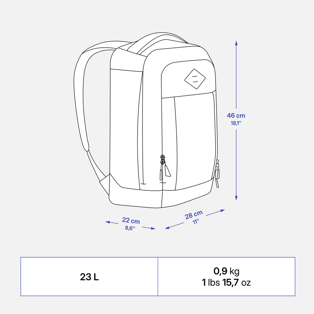 Sac à dos de randonnée multi-poches 23L, Escape 500