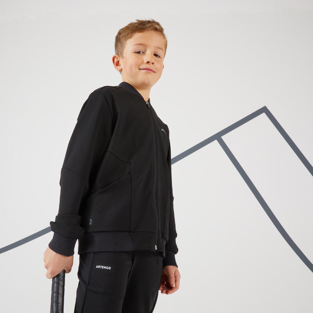 Veste de tennis garcon - TJK500 noir – noir