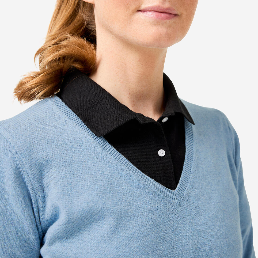 Pull de golf coton col V femme, MW100