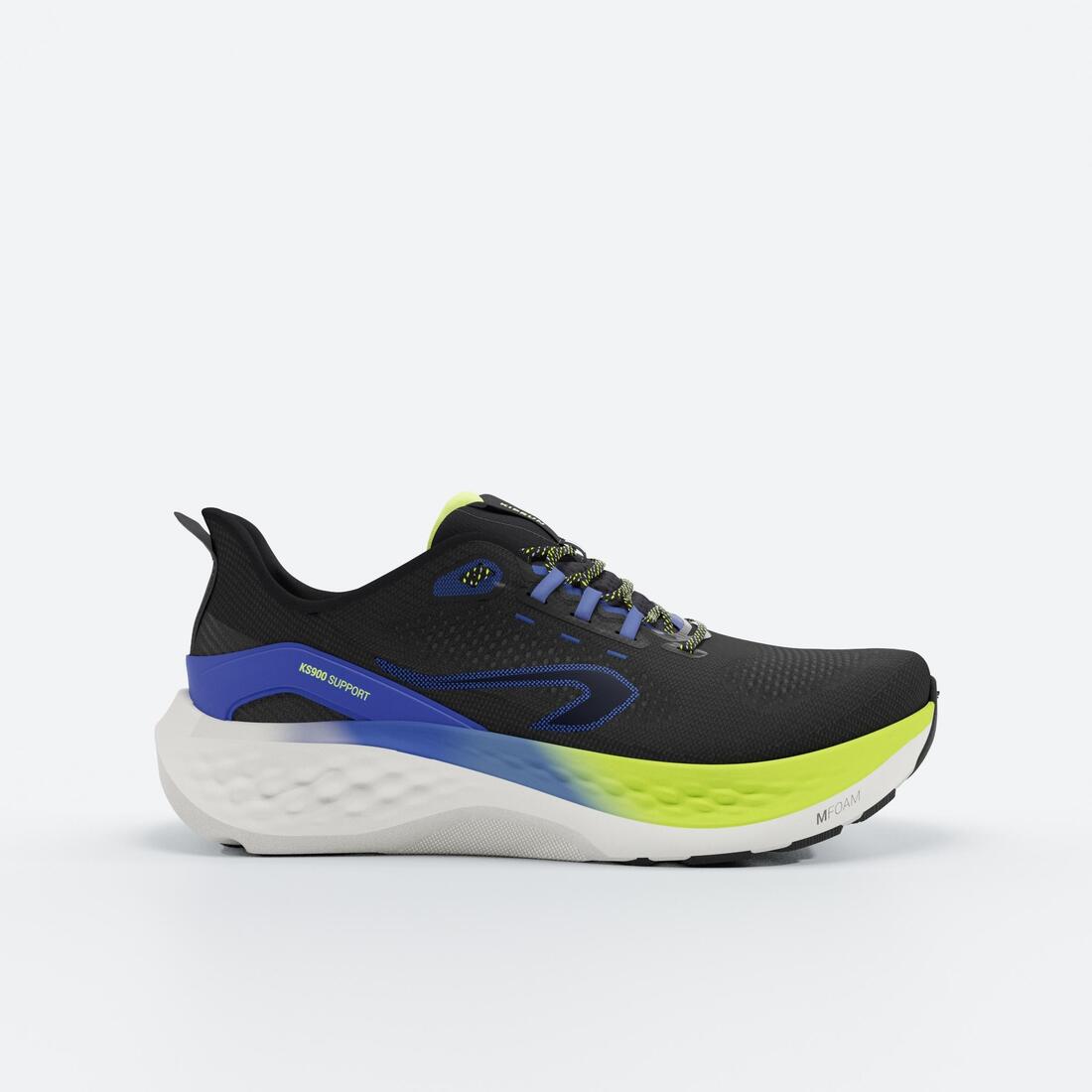 Chaussures de running route Homme - Kiprun KS900 Support, Noir bleu jaune