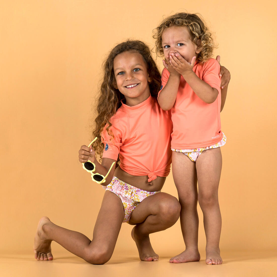 T-shirt anti uv bébé manches courtes corail