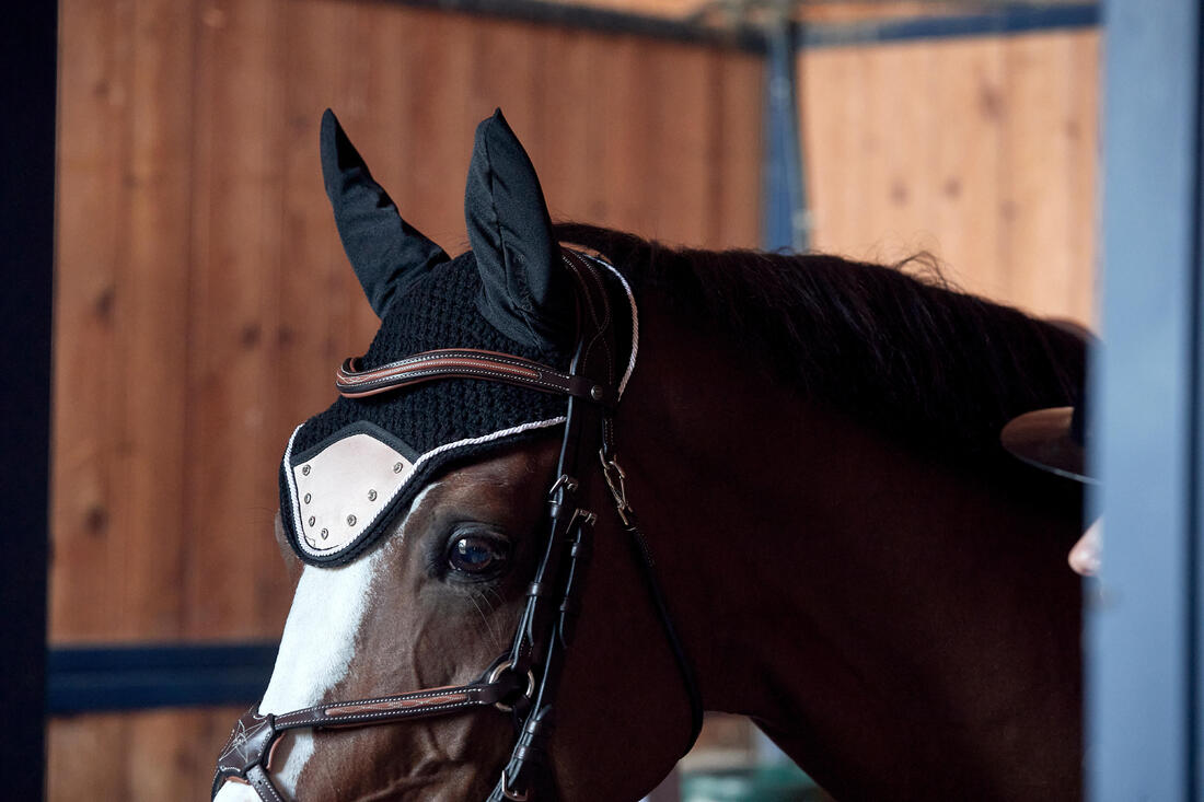 Bonnet équitation Cheval - Strass marine