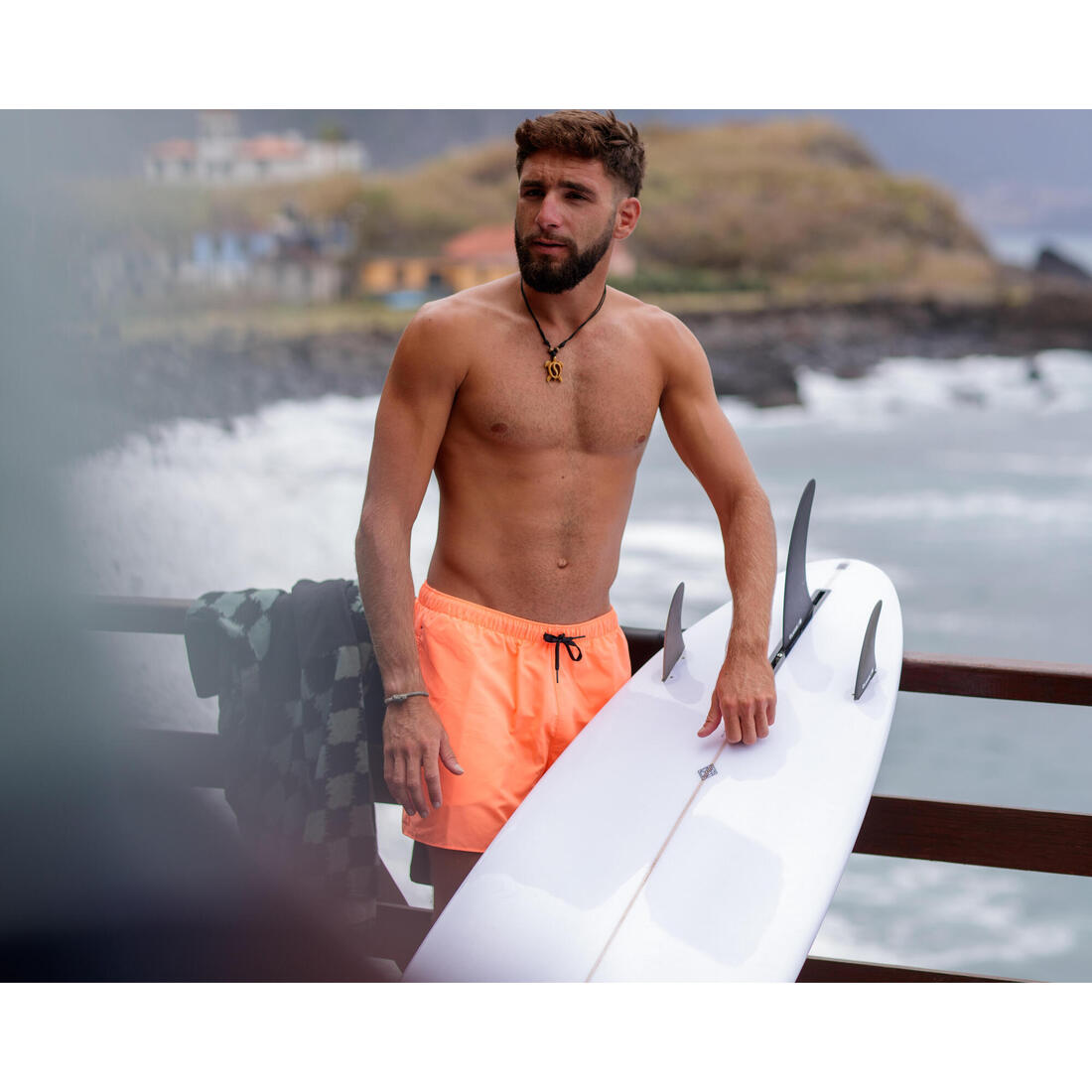 Boardshort surf short de bain homme, Hendaia pockets khaki