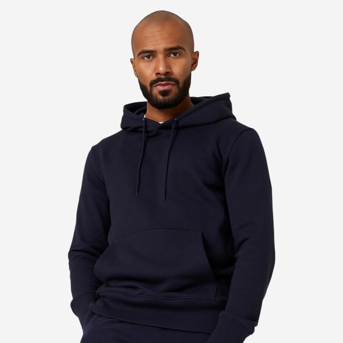 Sweat à capuche Fitness Homme - 500 Essentials – bleu noir
