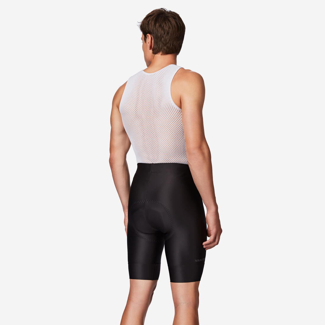 Cuissard court de vélo de route sans bretelles homme, Essential noir