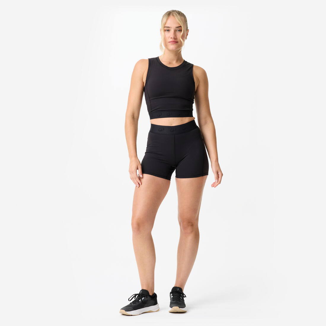 T-shirt crop top de sport élastique à la taille femme