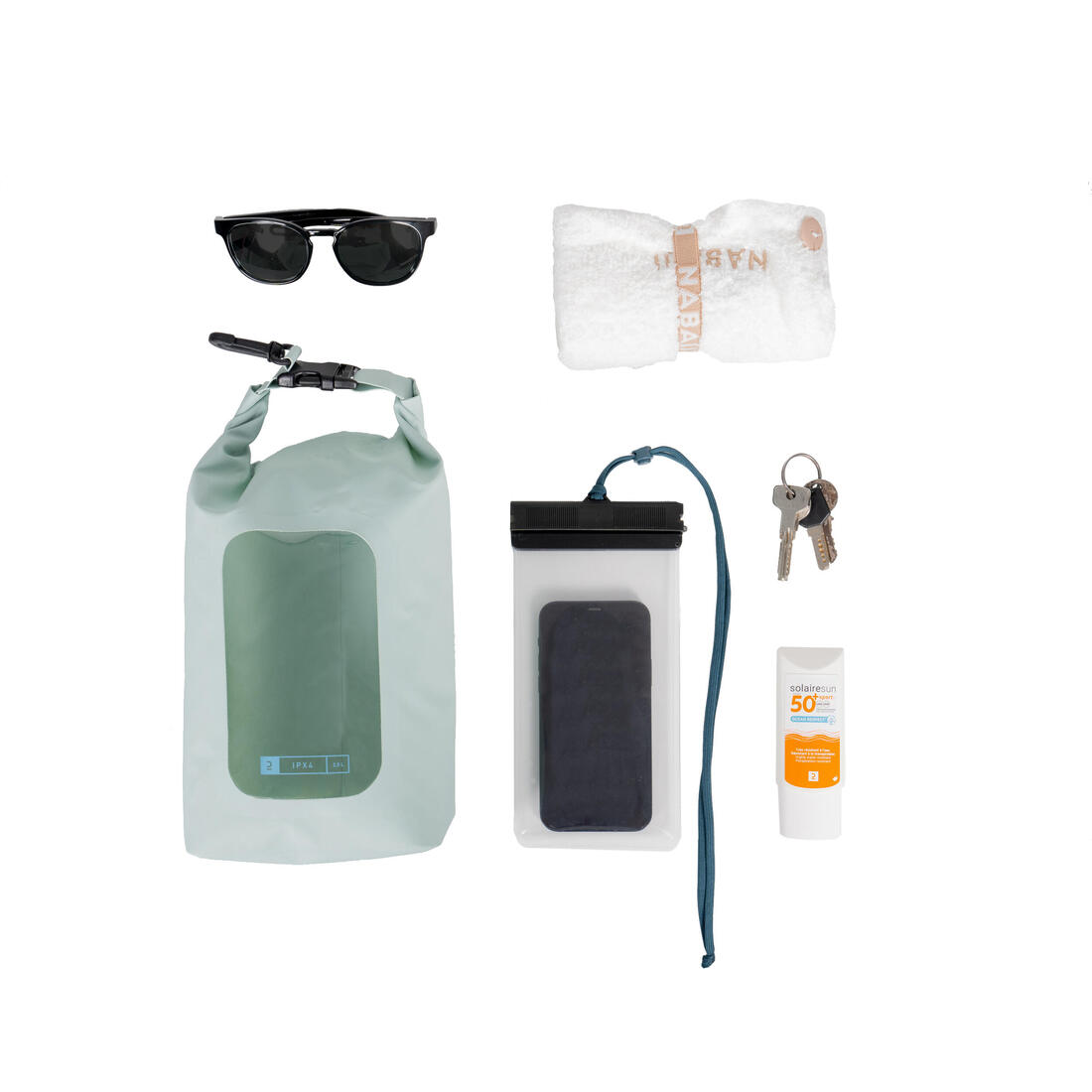 Sac étanche vert (IPX6)  de 2,5 l avec fenêtre de visibilité.