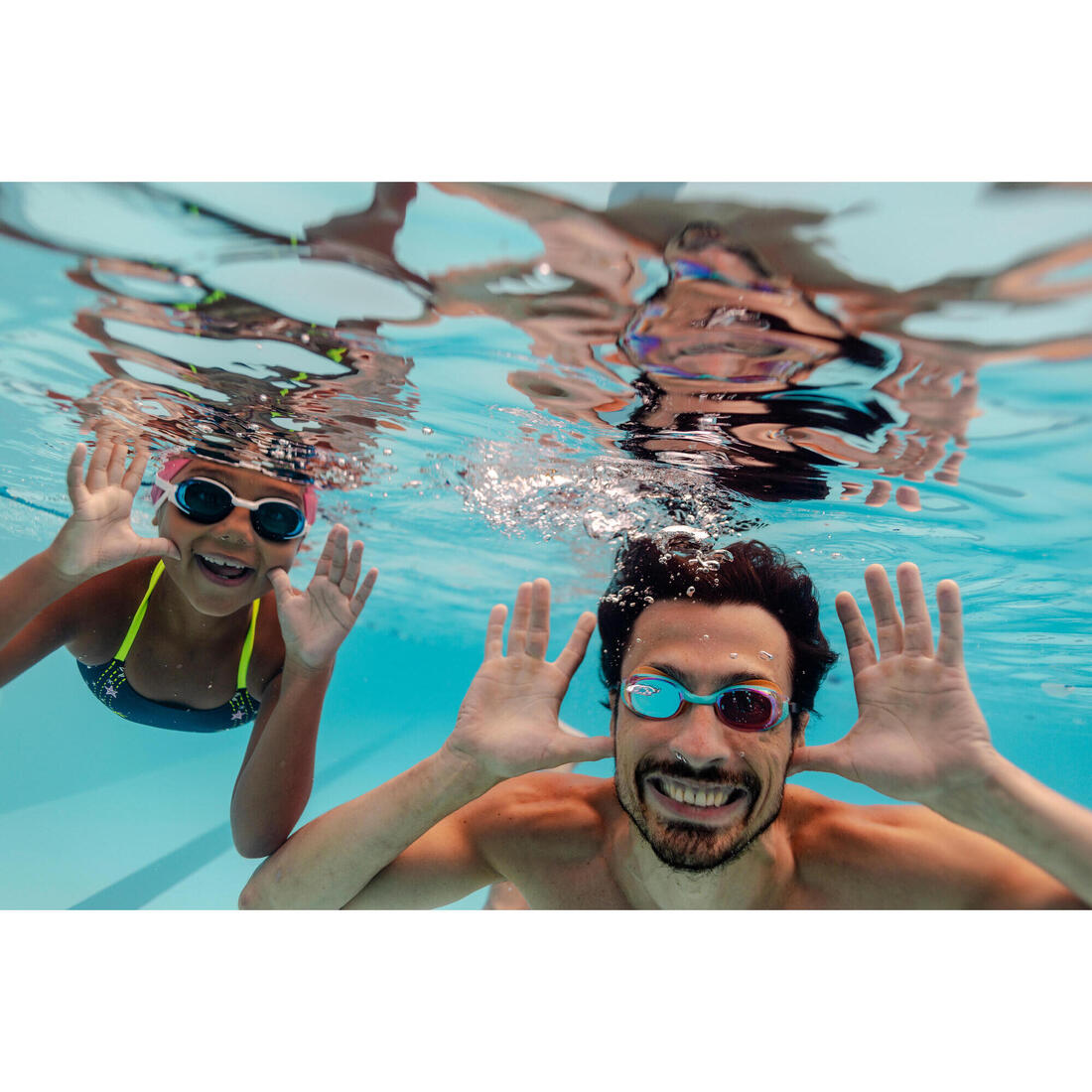 Lunettes de natation Taille Unique - Bfit blanc teintés bleus - Nouvel anti-buée