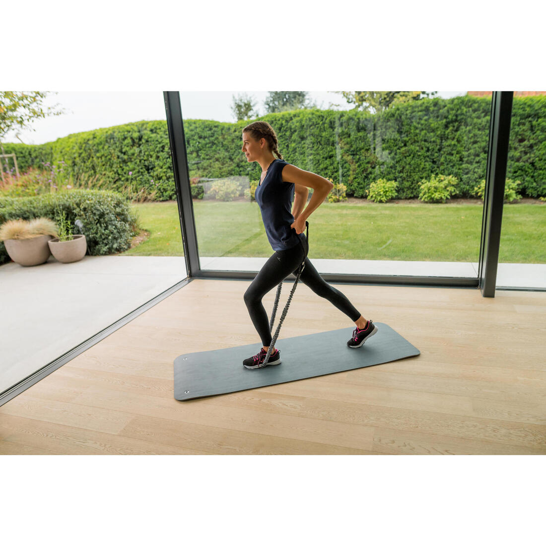 BANDE ELASTIQUE TONETUBE AVEC POIGNEES 7,5KG/15Lbs FORTE RESISTANCE NOIR