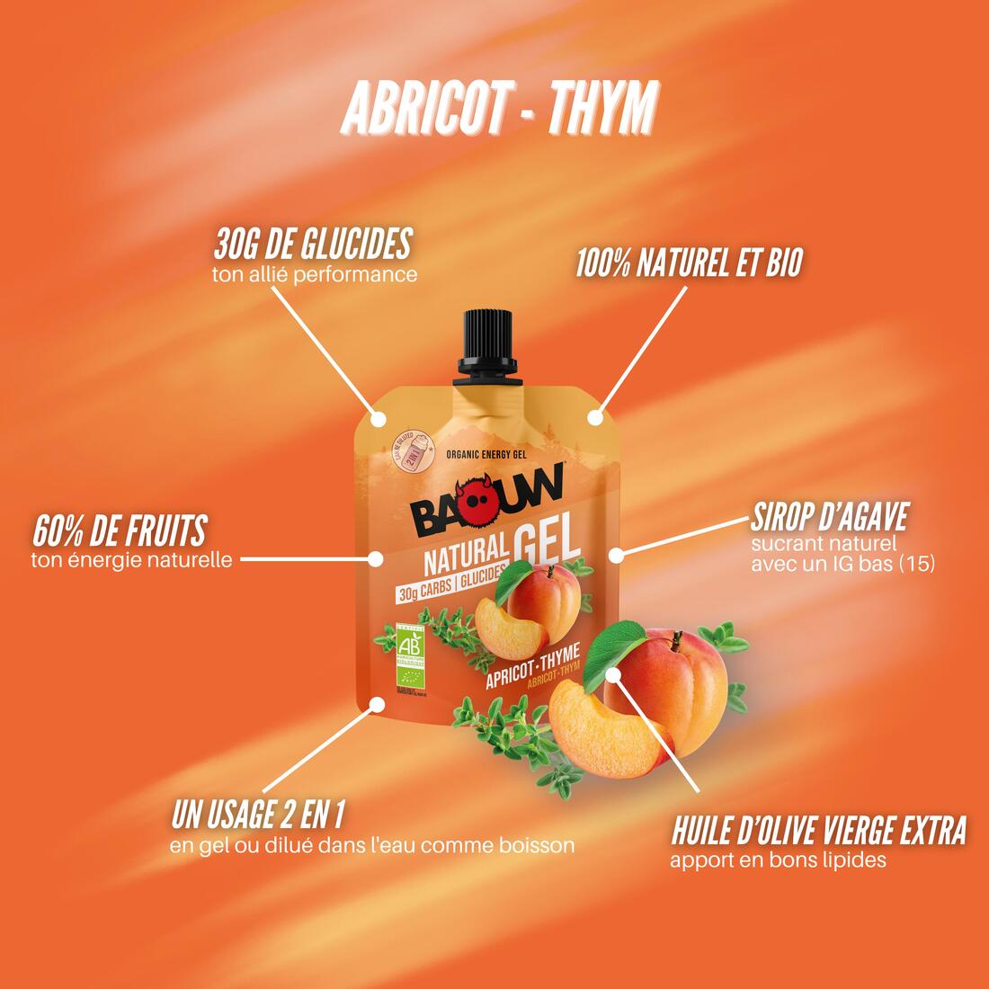 Gel énergétique BIO abricot thym - 85g